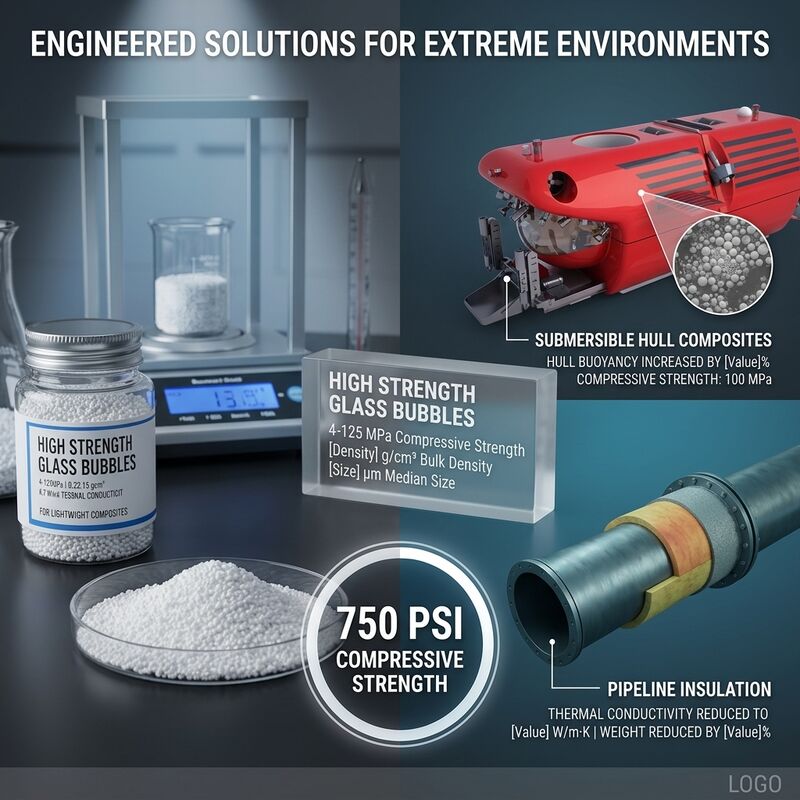 Glass Bubbles Microspheres with 10-65 µm Diameter, Up To 100 MPa Compressive Strength, and -60°C To 650°C Temperature Resistance